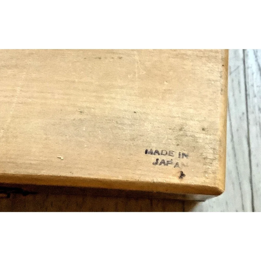 Vintage Japan Wood Jewelry Box Trinket Signed Exotic Wood